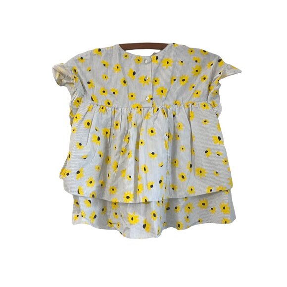 Zara Womens Sunflower Print Ruffle Layered Cropped Blouse Size Small - Picture 6 of 6